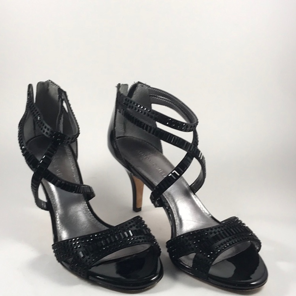 Antonio Melani Black Tess jeweled, strappy sandals.